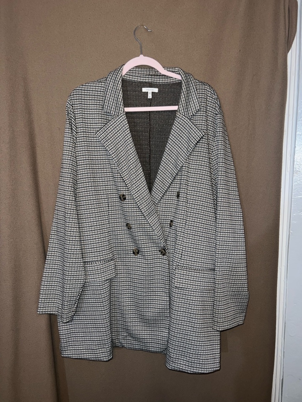 Maurices Black & White Houndstooth Double-Breasted Blazer